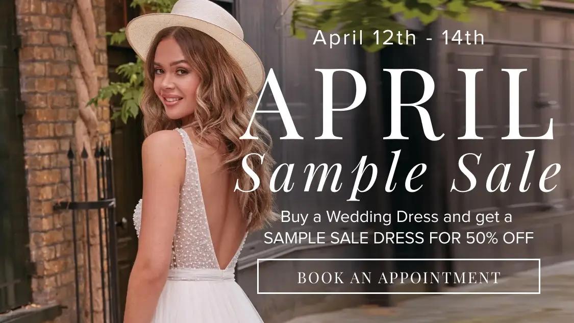 April Sample Sale Event banner for mobile