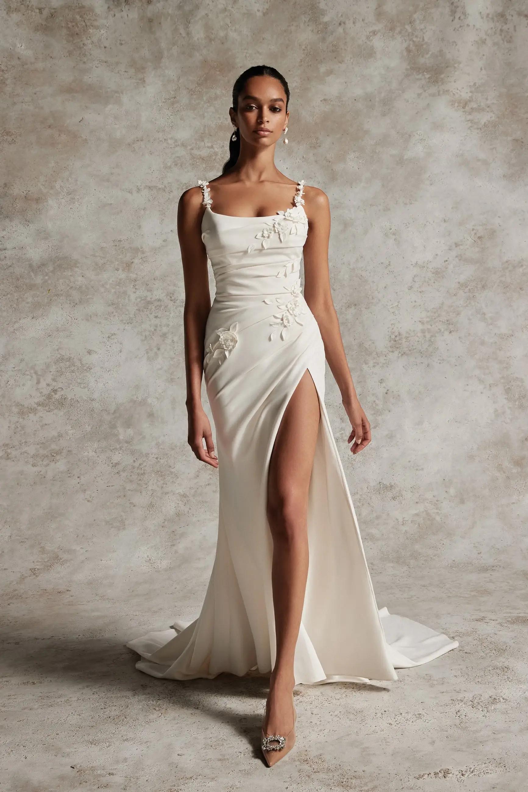 Contemporary Twist on Fit and Flare Wedding Gown Designs Image